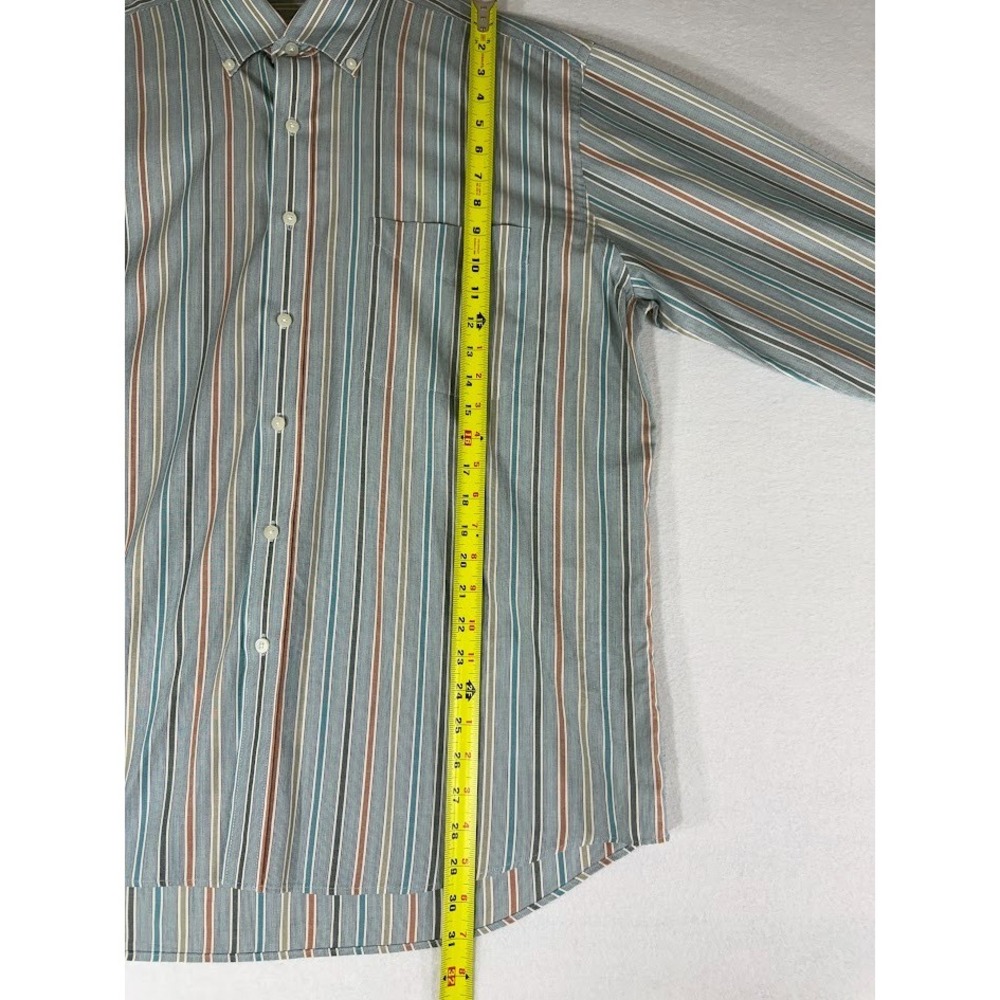 Allen Flusser Shirt Men Large Multicolor Striped 100% Cotton Button Down Pocket - Picture 3 of 13